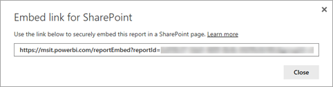 Link de inserção para o SharePoint.