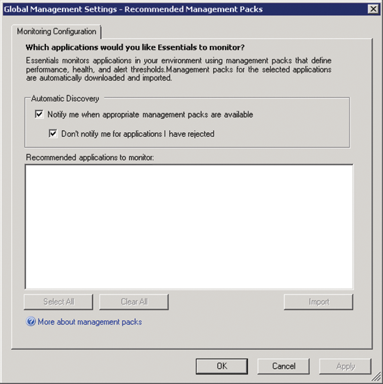 Figure 4 Use the Global Management Settings window to configure how management packs are discovered