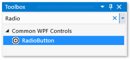 Janela caixa de ferramentas com controle de botão de opção selecionado