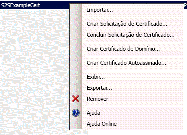 Exportando um certificado de teste