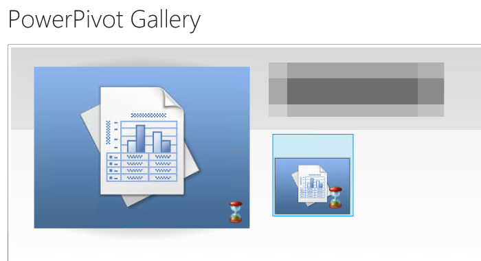 A captura de tela mostra o problema na Galeria do PowerPivot.