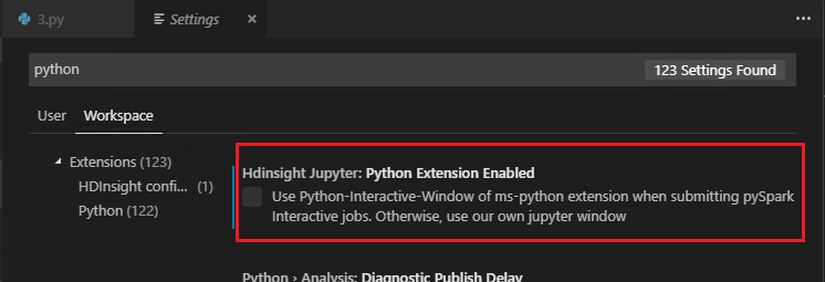 pyspark interactive python extension disabled