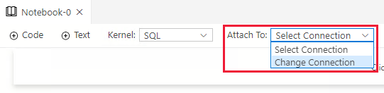 Alterar conexão do Notebook SQL no Azure Data Studio