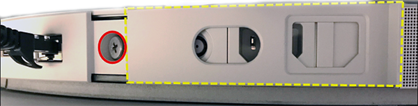 Captura de tela que mostra a retenção do parafuso para remover e permite que você retire o cartucho antigo.