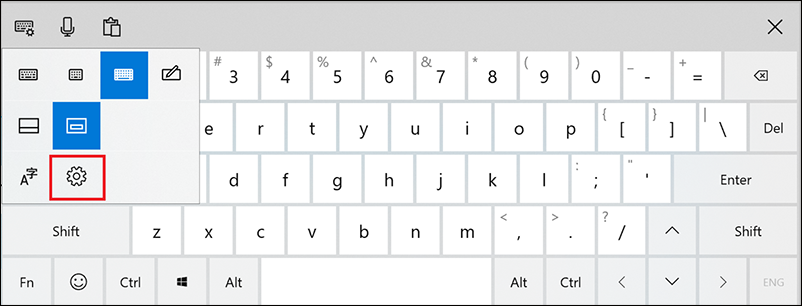 configurações de teclado flexível.
