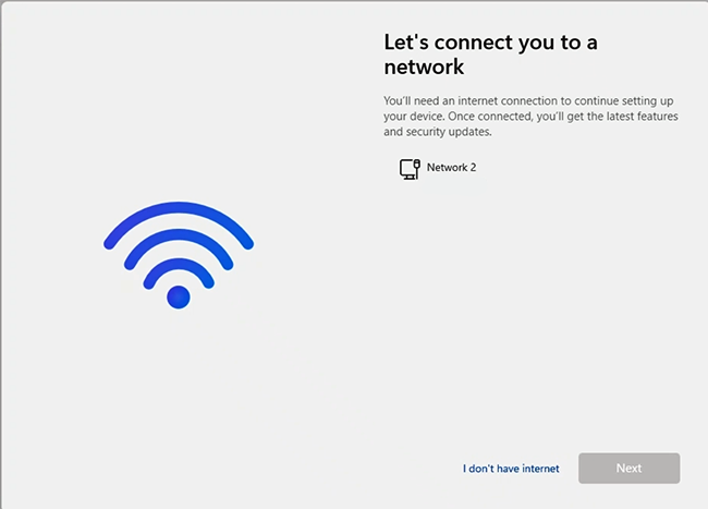 Captura de tela de Conectar a uma rede.