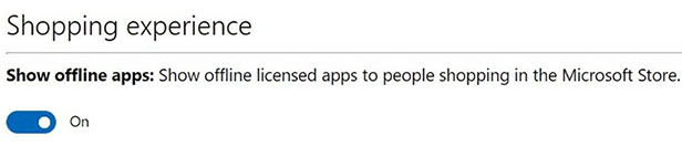 Mostrar caixa de seleção de aplicativos de licenças offline.