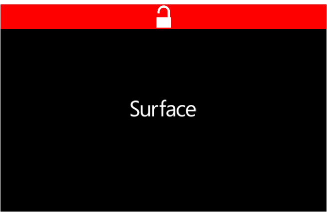 Tela de inicialização do Surface que indica que a Inicialização Segura foi desabilitada.
