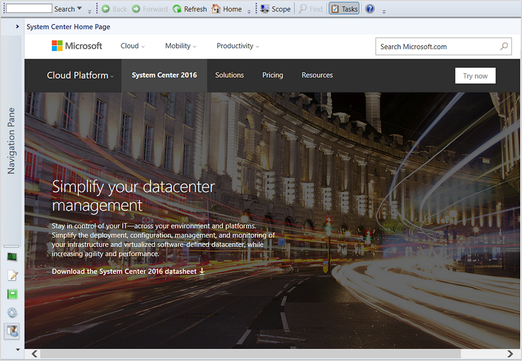 Captura de tela mostrando o exemplo de exibição de página da Web.