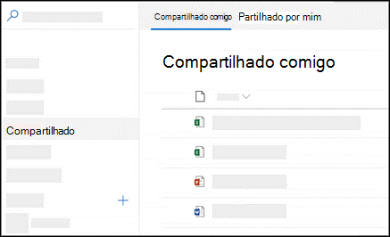 O OneDrive fornece uma maneira de localizar arquivos que os usuários compartilharam e que foram compartilhados com eles; no painel de navegação à esquerda, selecione Compartilhados