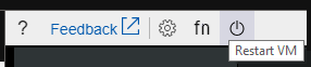 Captura de tela do botão Reiniciar VM exibido na barra de ferramentas.