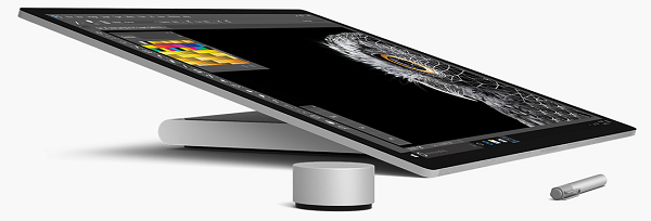 Surface Dial com Surface Studio e Caneta.