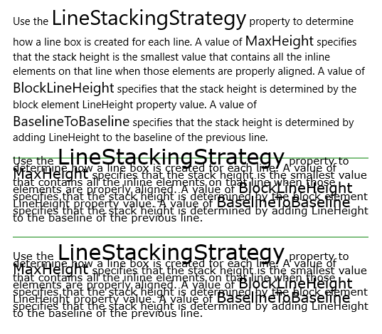 Estratégias de empilhamento de linha de bloco de texto