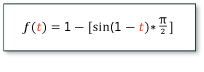 Fórmula de f(t) é igual a 1 menos sin vezes (1-t) vezes Pi acima de 2