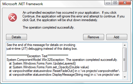 Mensagem de erro incorreta no Visual Studio