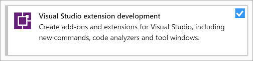Carga de trabalho de desenvolvimento de extensão do Visual Studio