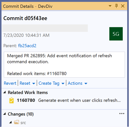 Caixa de diálogo Detalhes de Confirmação no Visual Studio