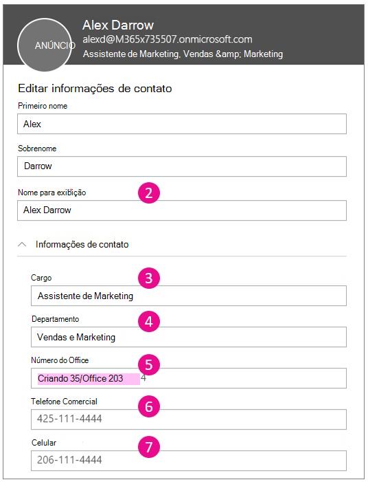 Captura de tela mostrando informações de contato de edição.