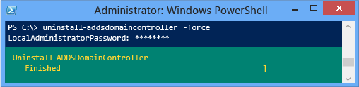 PowerShell Uninstall-ADDSDomainController Force Example
