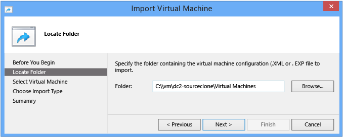 Screenshot that shows where to locate the folder where the VM is installed.
