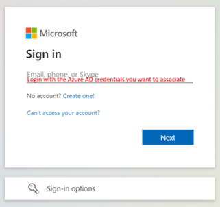 Captura de tela mostrando a caixa de diálogo de login do Microsoft Partner Center, em que você deve entrar usando as credenciais do Azure AD para seu locatário.