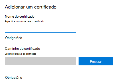 No Designer de Configuração do Windows, adicione um certificado.