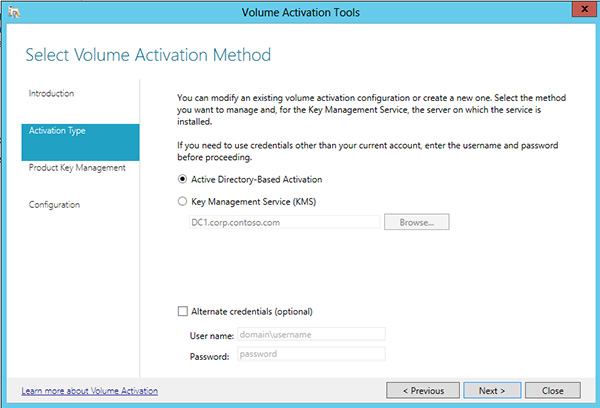 Selecionando Ativação do Active Directory-Based.