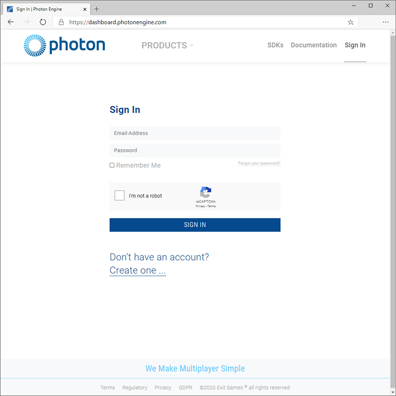 Página de logon do Photon