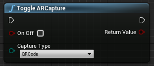 Blueprint da função Alternar ARCapture para interromper a captura do código QR