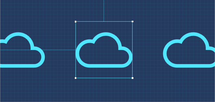 Exemplo de um ícone de nuvem em uma grade.