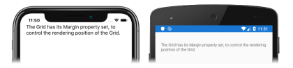 Captura de tela de um rótulo em uma grade, no iOS e no Android