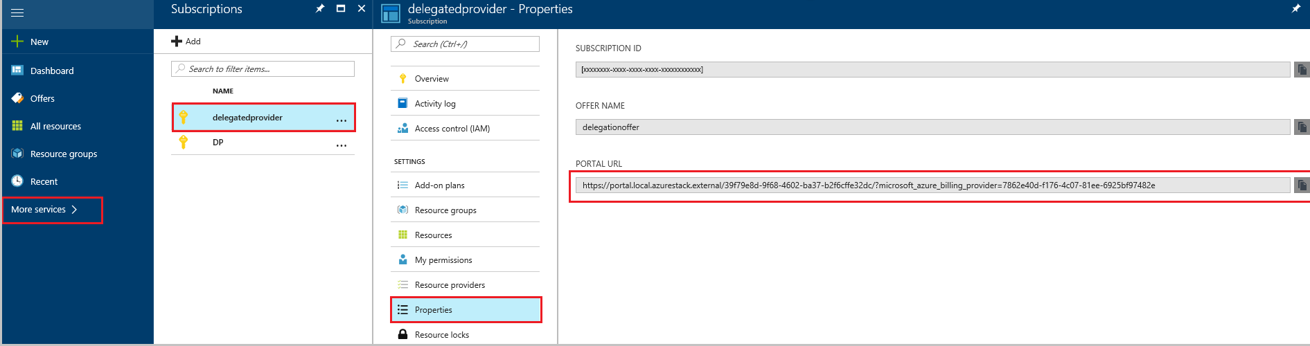 Select the delegated provider subscription in Azure Stack Hub user portal