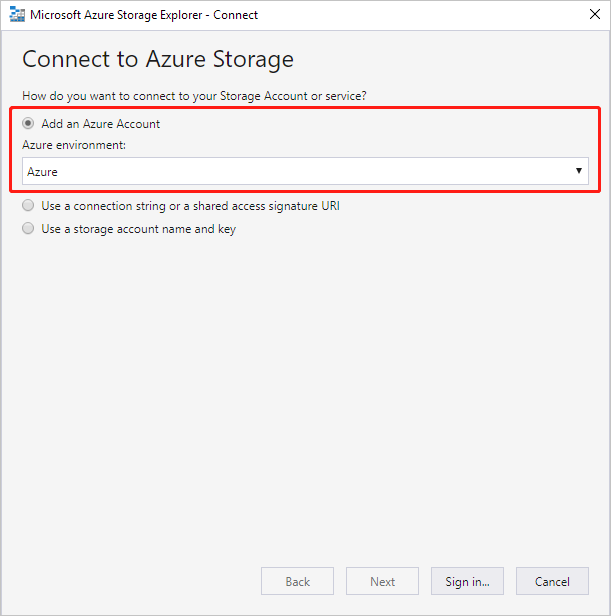Connect to Azure storage