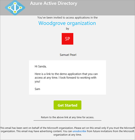 Captura de tela mostrando o e-mail de convite B2B.