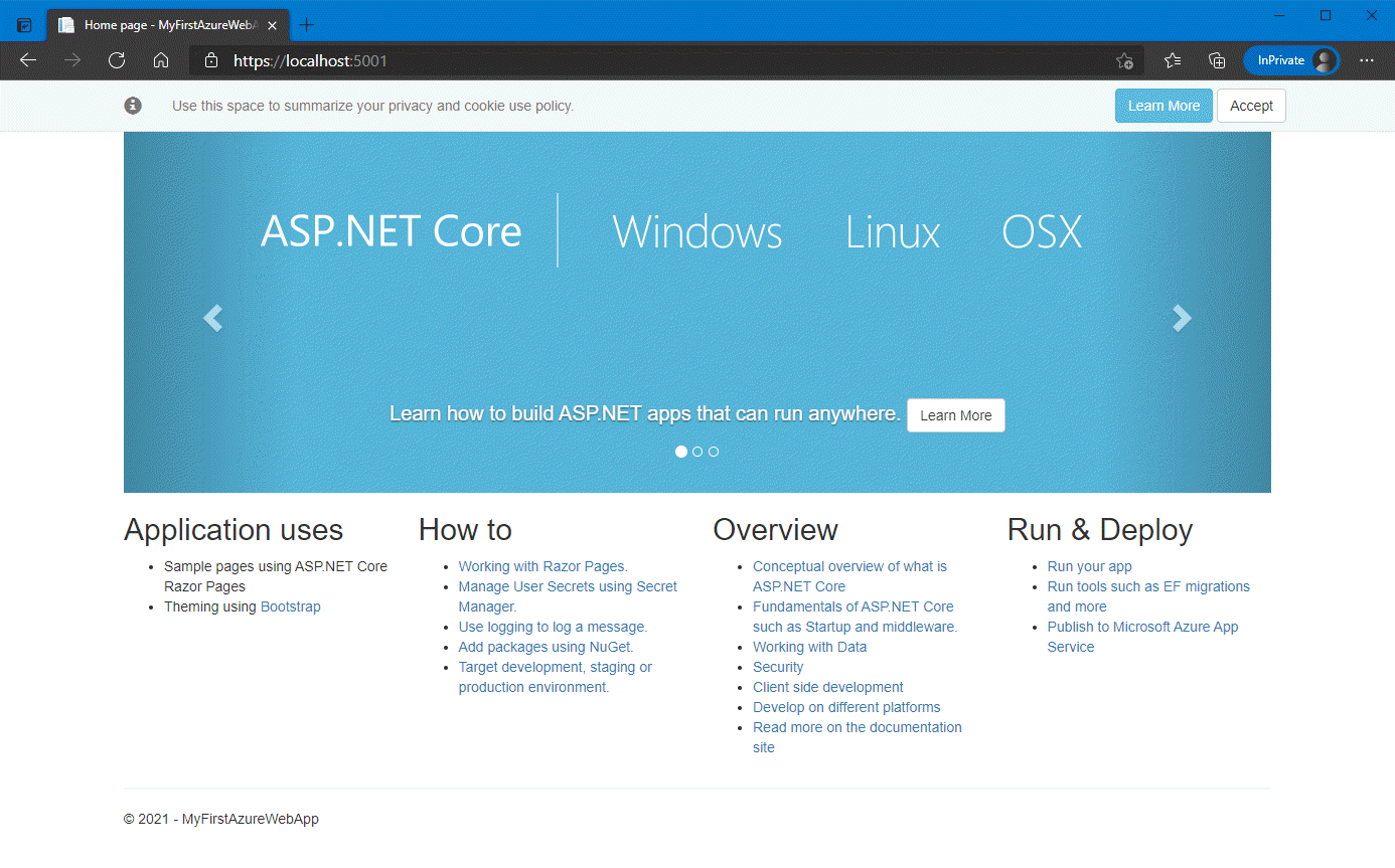 Screenshot of Visual Studio Code - executar .NET 4.8 no navegador localmente.