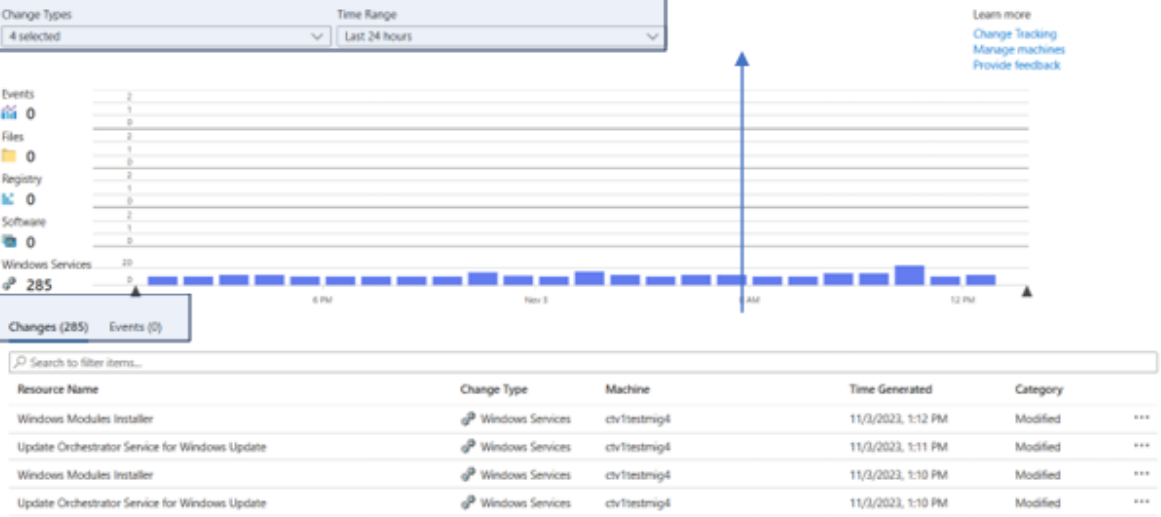 Captura de tela da comparação de dados da análise de log com o agente de monitoramento do Azure.