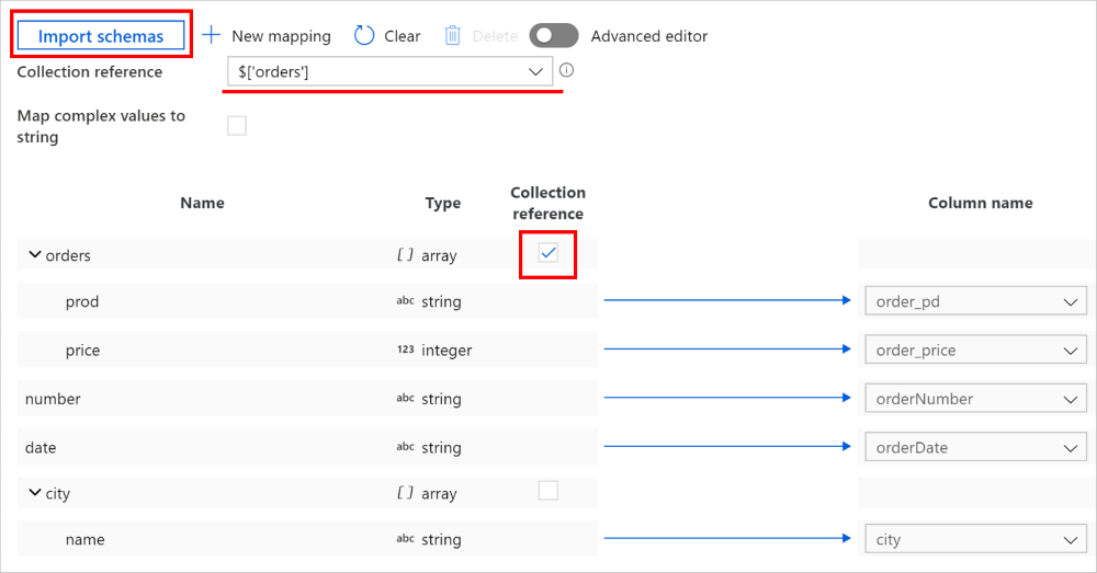 Mapear hierárquico para tabular usando a interface do usuário