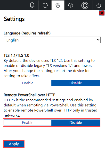 Screenshot shows Enable remote PowerShell over HTTP setting.