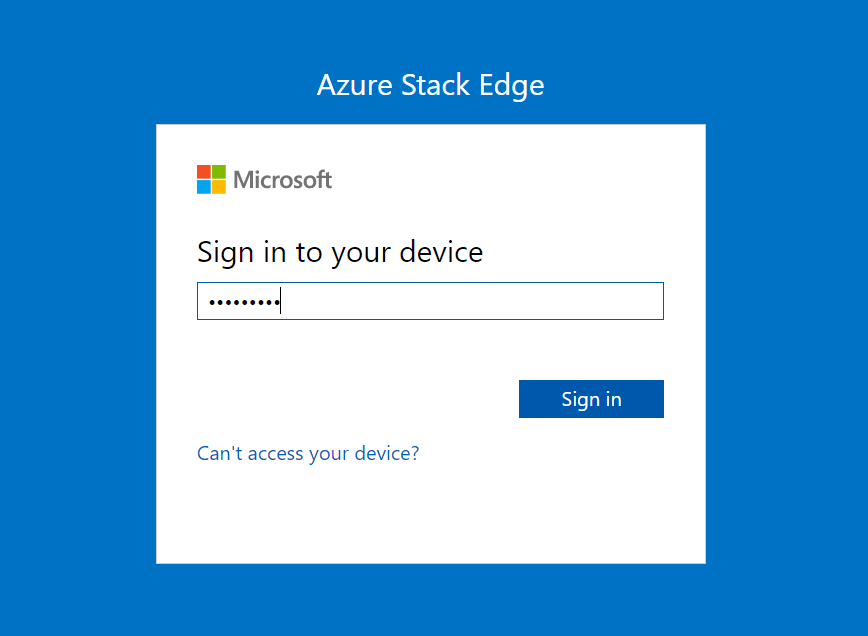 Página de início de sessão do dispositivo do Azure Stack Edge