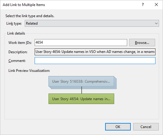 Captura de tela Visual Studio, caixa de diálogo Adicionar link.