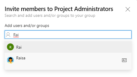 Adicionar usuários e caixa de diálogo de grupo, página de visualização.