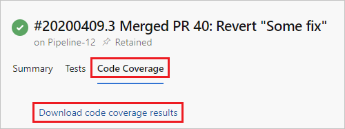 View and download results on the Code coverage tab.