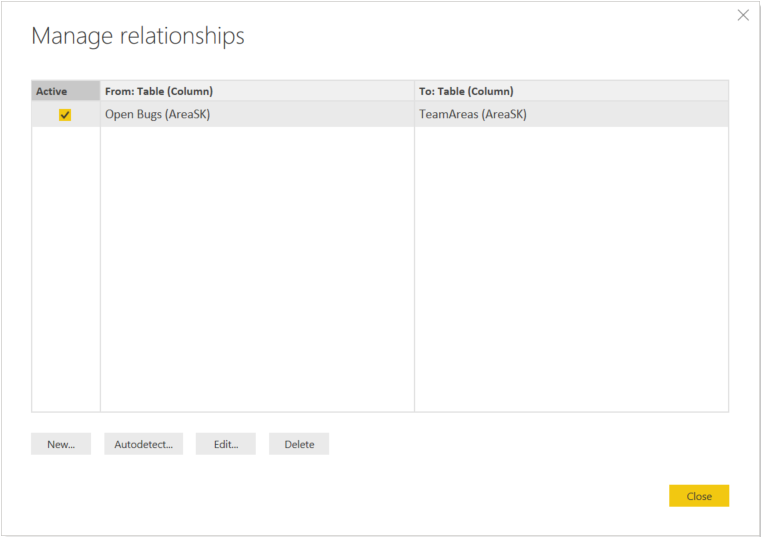 Captura de tela que mostra um exemplo de relação entre consultas.