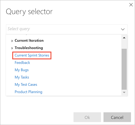 Selecting the shared Query