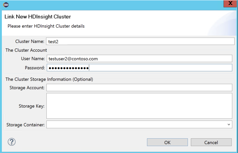Link New HDInsight cluster dialog.