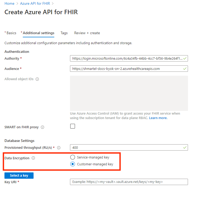 Criar a API do Azure para FHIR