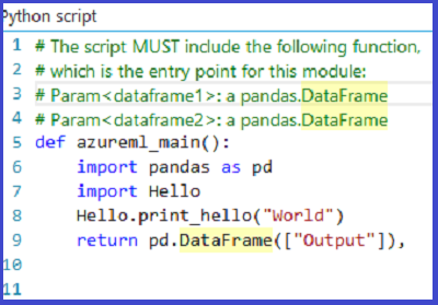 Código Python definido pelo utilizador carregado como um ficheiro zip