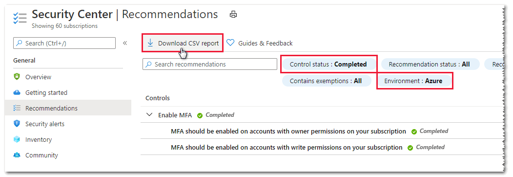 Exportação de recomendações filtradas para um arquivo CSV.
