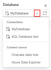 Captura de tela do menu do banco de dados mostrando uma lista de bancos de dados conectados.