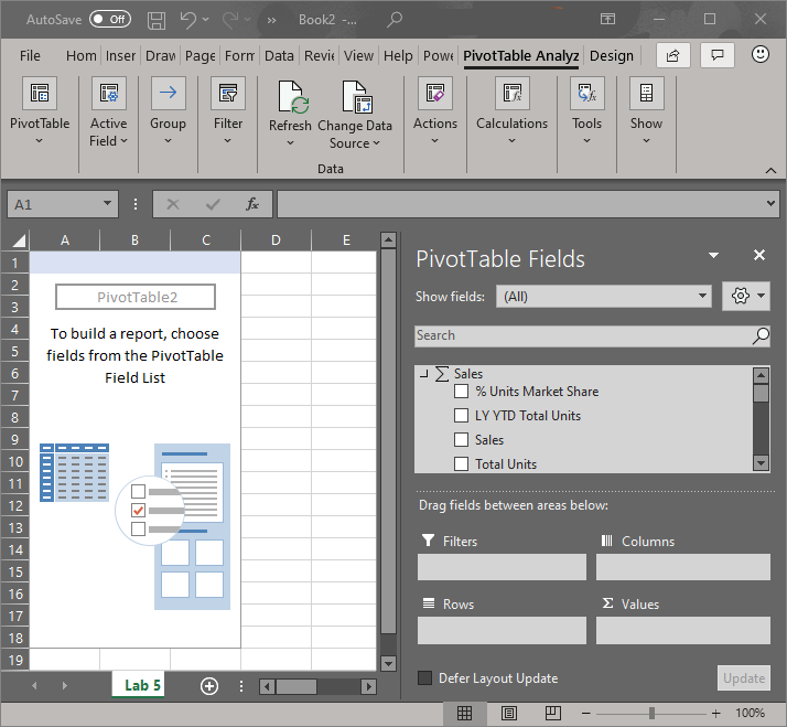 Captura de ecrã dos dados exportados de um relatório para um livro do Excel.